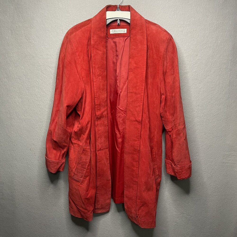 Evan Davies II Red Silky Pig Suede Blazer Jacket For Women 42/22W